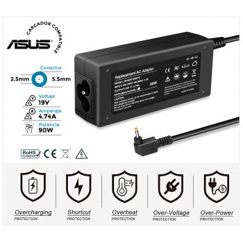 CARGADOR ASUS COMPATIBLE | 19V / 4.74A | 5.5 x 2.5mm | 90W