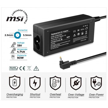 CARGADOR MSI COMPATIBLE | 19V / 4.74A | 5.5 x 2.5mm