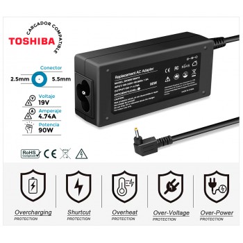 CARGADOR TOSHIBA COMPATIBLE | 19V / 4.74A | 5.5 x 2.5mm | 90W