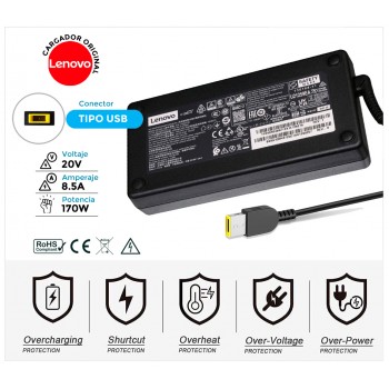 CARGADOR LENOVO ORIGINAL | 20V / 8.5A |  SQUARE USB | 170W