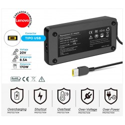 CARGADOR LENOVO COMPATIBLE | 20V / 8.5A |  SQUARE USB | 170W