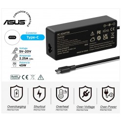 CARGADOR ASUS COMPATIBLE USB-C 45W