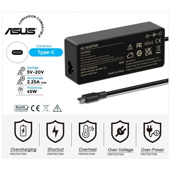 CARGADOR ASUS COMPATIBLE USB-C 45W