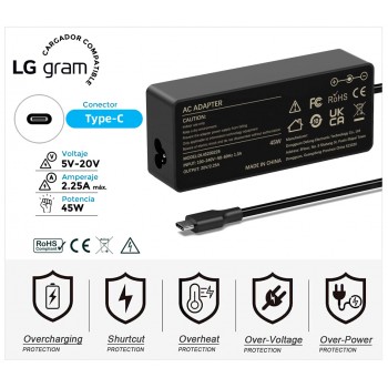 CARGADOR LG COMPATIBLE USB-C 45W