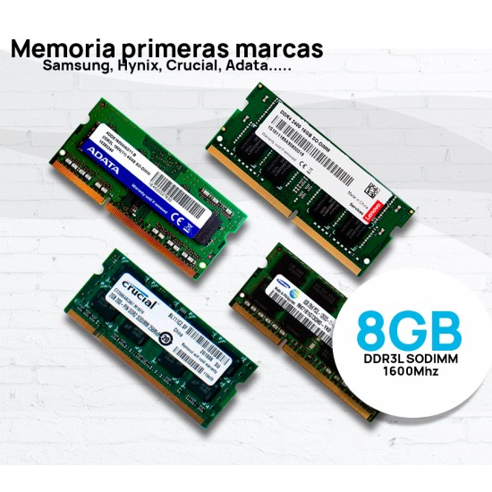 MEMORIA 8GB SODIMM DDR3L 1066/1333/1600 MHZ MULTISPEED PIN1.35V SOLID 09872