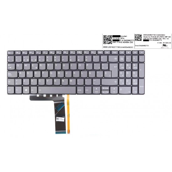 TECLADO ESPAÑOL LENOVO IDEAPAD 720S-15ISK 720S-15IKB V330-15IKB V330-15ISK SERIES GRIS RETROILUMINADO | 9Z.NDRBN.C0S SN20M62773 HP 13615