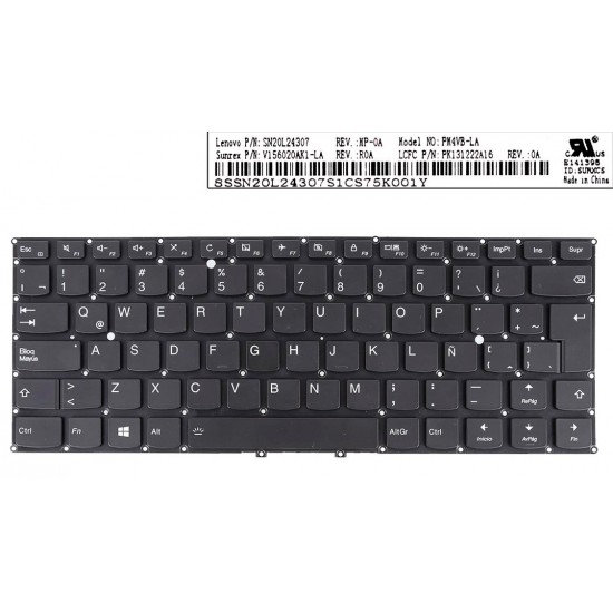 TECLADO LATINO LENOVO YOGA 910-13IKB SERIES NEGRO RETROILUMINADO | SN20L24307 V156020AK1-LA PK131222A16 HP 13616