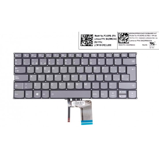 TECLADO ESPAÑOL LENOVO V720-14 V720-14IKB SERIES GRIS RETROILUMINADO | SP PC4SPB-US P/N KT01-18A5AS01USRA000 SN20R55324 HP 13618