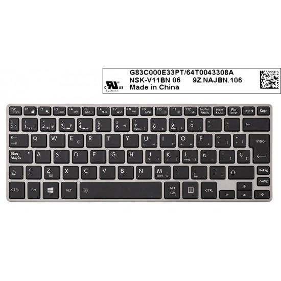 TECLADO ESPAÑOL TOSHIBA PORTEGE Z30 SERIES RETROILUMINADO TOSHIBA 13376