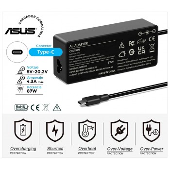 CARGADOR ASUS COMPATIBLE 87W TIPO C
