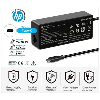 CARGADOR HP COMPATIBLE 87W TIPO C