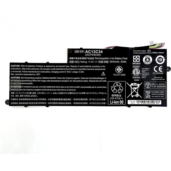 BATERIA ACER ASPIRE V5 122 V5 122P V5 132 E3 112 V5 132 SERIES | AC13C34 KT.00303.005 KT.00303.010 ACER 12556