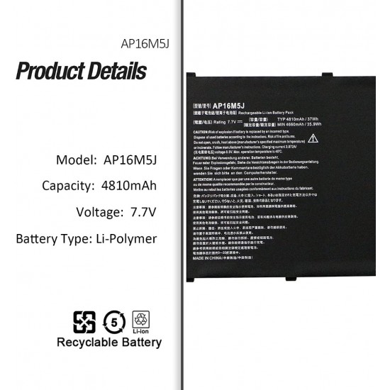 BATERIA ACER ASPIRE A114 A314 A315 A515 A615 SERIES | AP16M5J KT.00205.004 KT.00205.005 KT.00205.006 ACER 12550