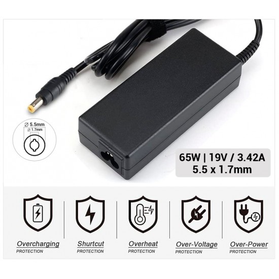 CARGADOR ACER COMPATIBLE | 19V / 3.42A | 5.5 x 1.7mm | 65W ACER 00030C