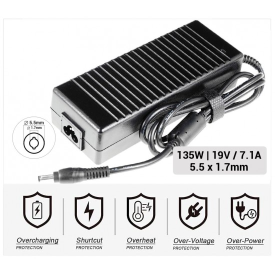 CARGADOR ACER COMPATIBLE | 19V / 7.10A | 5.5 x 1.7mm | 135W ACER 01967M