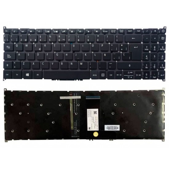 TECLADO ESPAÑOL ACER ASPIRE 5 A515 A715 A315-54 A315-54G A315-55 A315-55G A515-52 A515-53 A515-54 A615-51 SERIES NEGRO SIN MARCO ACER 34342