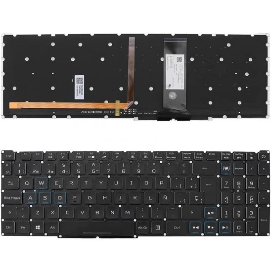 TECLADO ESPAÑOL ACER NITRO 5 AN515-43 AN515-54 NITRO 7 AN715-51 SERIES SIN MARCO RETROILUMINADO AZUL | SP NKI151316U LG05P-P90BRL 03504E78K201 JIT SF-2196 DG 002-18K36LHE01+ 55CH0335 ACER 12442