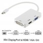 ADAPTADOR 3 EN 1 MINI DP DISPLAYPORT A HDMI/DVI/VGA | BLANCO OEM 05793