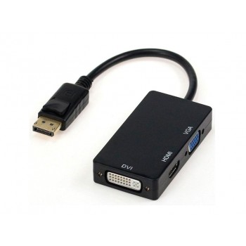 ADAPTADOR 3 EN 1 DISPLAYPORT A HDMI/DVI/VGA | NEGRO