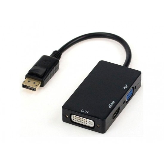 ADAPTADOR 3 EN 1 DISPLAYPORT A HDMI/DVI/VGA | NEGRO OEM 05791