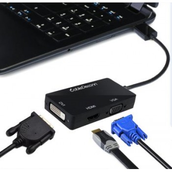 ADAPTADOR 3 EN 1 DISPLAYPORT A HDMI/DVI/VGA | NEGRO