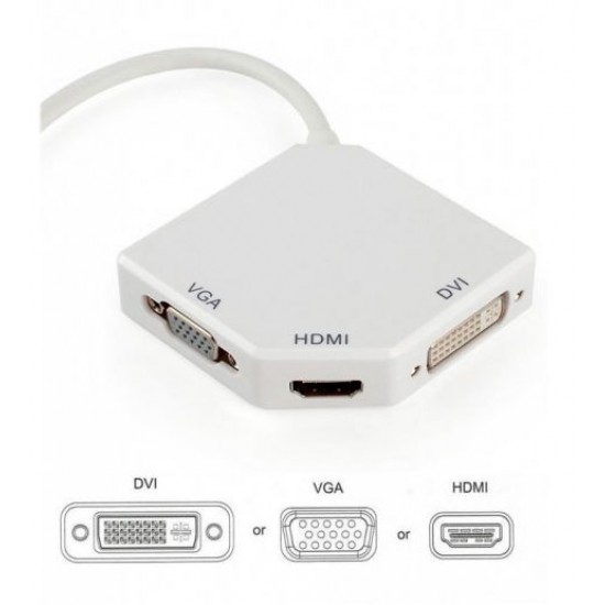 ADAPTADOR 3 EN 1 DISPLAYPORT A HDMI/DVI/VGA OEM 05225