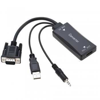 ADAPTADOR VGA A HDMI CABLE DE AUDIO Y ALIMENTACIÓN USB
