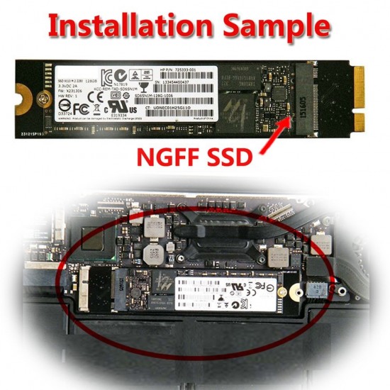 ADAPTADOR M.2 (NGFF) SSD 18 PINS | APPLE MACBOOK AIR A1369 A1370 1375 A1377 AÑO 2010 / 2011 APPLE 07572
