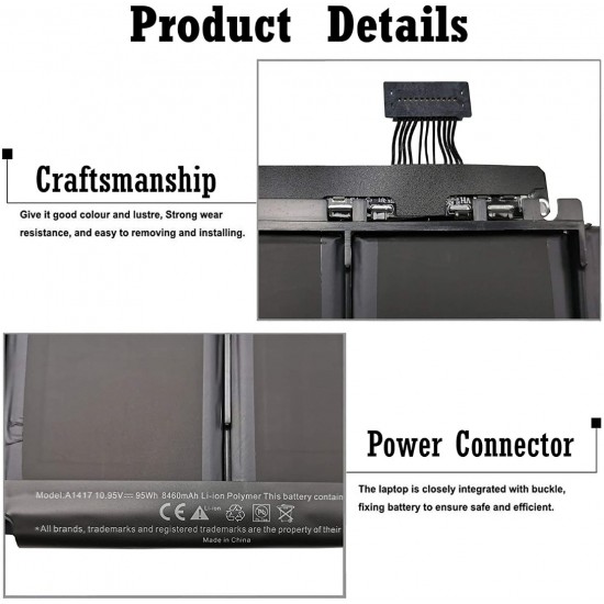 BATERIA APPLE A1417 COMPATIBLE MACBOOK PRO RETINA 15 A1398 ( MEDIADOS 2012 A PRINCIPIOS DE 2013 ) 10.95V · 8460mAh / 92Wh