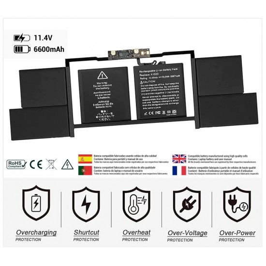 BATERIA APPLE A1820 COMPATIBLE MACBOOK PRO RETINA 15