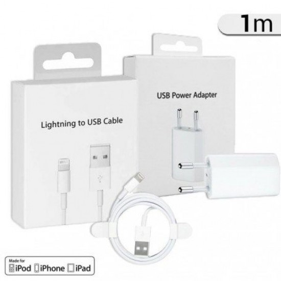 APPLE ADAPTADOR DE CORRIENTE USB 5W + CABLE LIGHTING 1M. | MD814CH/A APPLE 08055