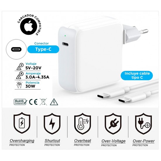 CARGADOR APPLE COMPATIBLE USB-C 30W APPLE 06920