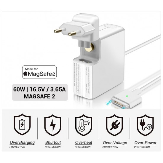 CARGADOR APPLE COMPATIBLE 60W MAGSAFE 2 MACBOOK PRO RETINA 13