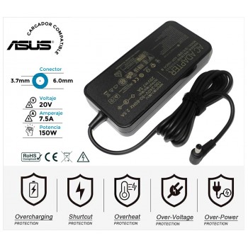 CARGADOR ASUS COMPATIBLE | 20V / 7.5A | 6.0 x 3.7mm | 150W