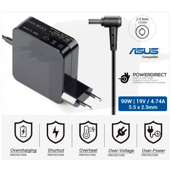 CARGADOR ASUS COMPATIBLE | 19V / 4.74A | 5.5 x 2.5mm | 90W DIRECTO A PARED ( SIN CABLE )
