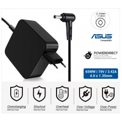 CARGADOR ASUS COMPATIBLE | 19V / 3.42A | 4.0 x 1.35mm | 65W DIRECTO A PARED ( SIN CABLE )