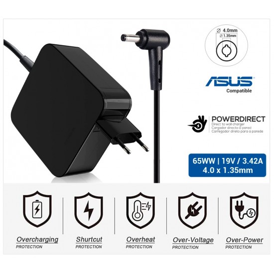 CARGADOR ASUS COMPATIBLE | 19V / 3.42A | 4.0 x 1.35mm | 65W DIRECTO A PARED ( SIN CABLE ) ASUS 01805DP