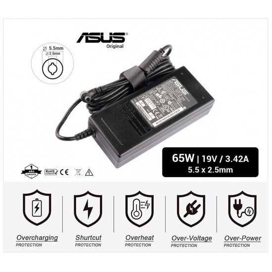 CARGADOR ASUS ORIGINAL | 19V / 3.42A | 5.5 x 2.5mm | 65W ASUS 04697