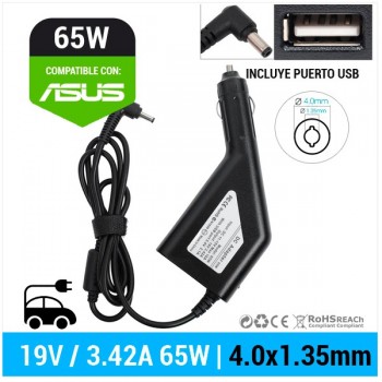 CARGADOR DE COCHE ASUS| 19V / 3.42A | 4.0 x 1.35mm | 65W