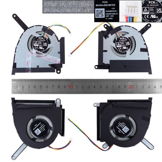 PAR DE VENTILADORES CPU + GPU ASUS TUF DASH F15 FX517ZC RTX3070 SERIES | DFSCL42P06593U 13NR0990T01021 DFSCL42P16593U 13NR0990T02021 ASUS 34240