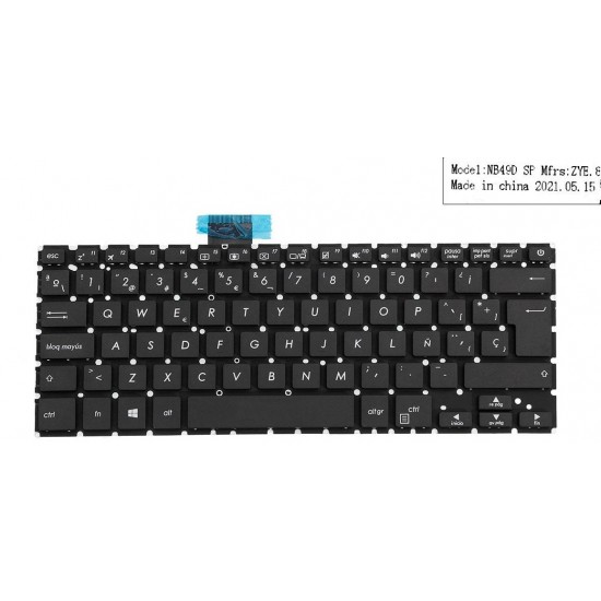 TECLADO PORTATIL ESPAÑOL ASUS VIVOBOOK 14 X405 SERIES NEGRO SIN MARCO | SP NB49UK-D DGYJ NB49D ASUS 12458