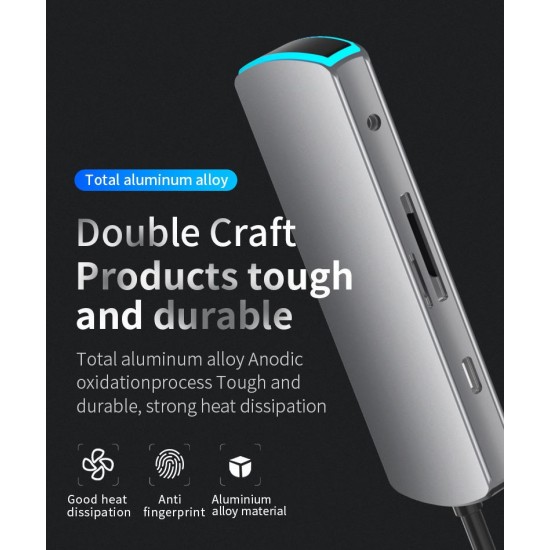 ADAPTADOR 8 EN 1 TIPO C A HUB CON PUERTOS TIPO C / PD / USB3.0 / HDMI / SD / TF / AUDIO | BASIX MATE 8 BASIX 12990