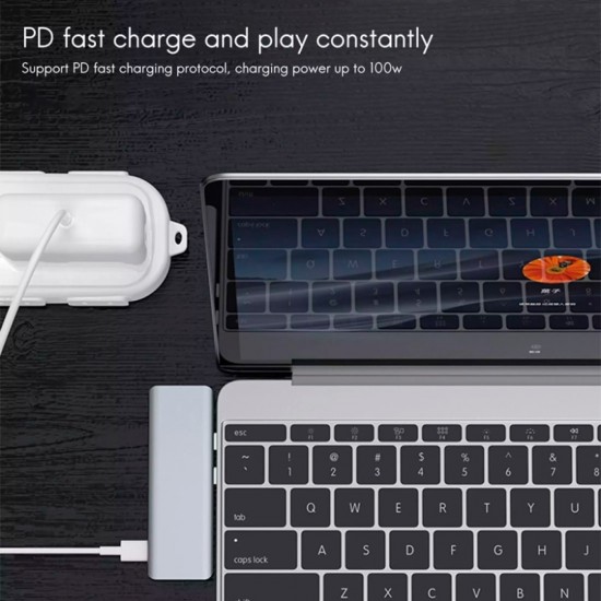 ADAPTADOR APPLE MACBOOK 5 EN 1 TIPO C A HUB CON PUERTOS TIPO C / USB3.0 / PD / HDMI | BASIX YG-2102 BASIX 12992