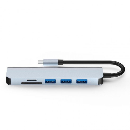 ADAPTADOR 6 EN 1 TIPO C A HUB CON PUERTOS USB2.0 / USB3.0 / HDMI / SD / TF | BASIX BYL-2010N3 BASIX 13016