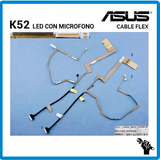 CABLE FLEX DE PANTALLA ASUS K52 LED CON MICRÓFONO ASUS 04152