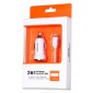 CARGADOR LIGHTNING IPHONE 5/6 2 EN 1 COCHE | BLANCO IDUSD 03963