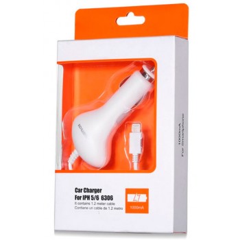 CARGADOR LIGHTNING IPHONE 5/6 COCHE | BLANCO