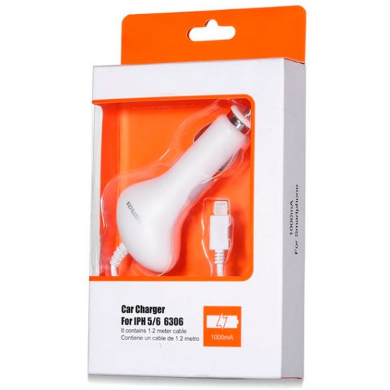 CARGADOR LIGHTNING IPHONE 5/6 COCHE | BLANCO IDUSD 03965