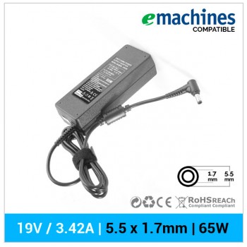 CARGADOR EMACHINES COMPATIBLE | 19V / 3.42A | 5.5 x 1.7mm | 65W