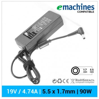 CARGADOR EMACHINES COMPATIBLE | 19V  / 4.74A | 5.5 x 1.7mm | 90W